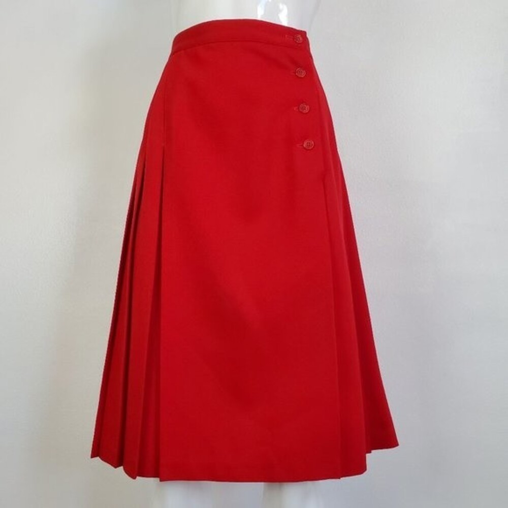 Vintage 70's Koret Red Wool Pleated Skirt